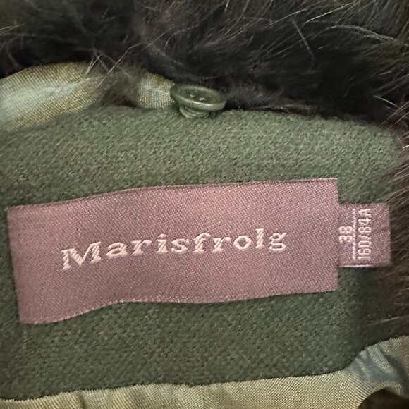 Green Pea Coat with Removable Fox Fur Collar - Picture 3 of 6